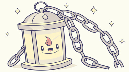 Cheerful Cartoon Lantern with Broken Chain Sparkling Lights
