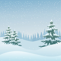Fototapeta premium Snowy forest with snowdrifts and snow-covered spruce branches