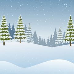 Fototapeta premium Snowy forest with snowdrifts and snow-covered spruce branches
