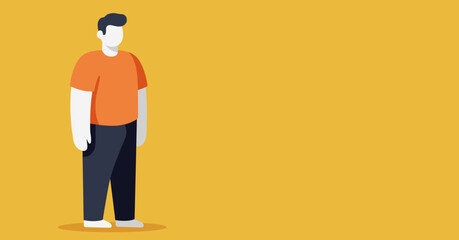 Simple, modern illustration of a standing person, offering generous copy space. Suitable for diverse themes, presentations, or digital design.