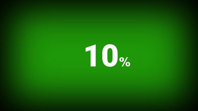Abstract 10 percent number animation on a green background. Fifteen percent discount with looping around it. 4k
