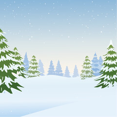 Obraz premium Snowy forest with snowdrifts and snow-covered spruce branches