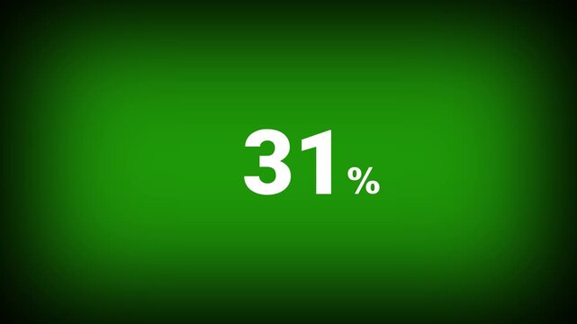 Abstract 31 percent number animation on a green background. Fifteen percent discount with looping around it. 4k