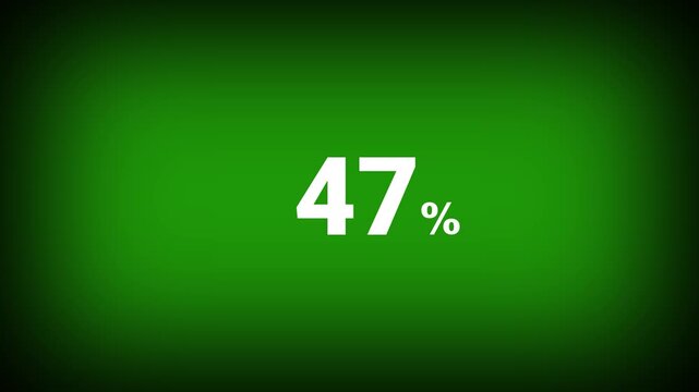 Abstract 47 percent number animation on a green background. Fifteen percent discount with looping around it. 4k