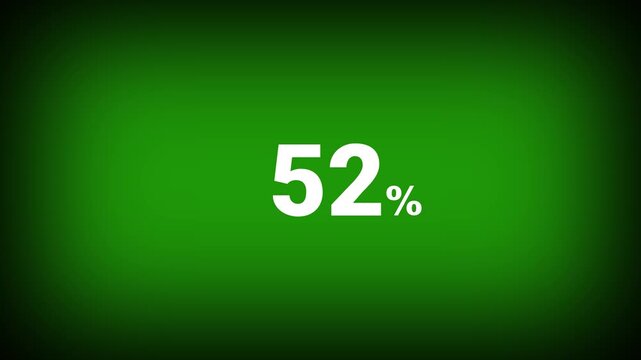 Abstract 52 percent number animation on a green background. Fifteen percent discount with looping around it. 4k