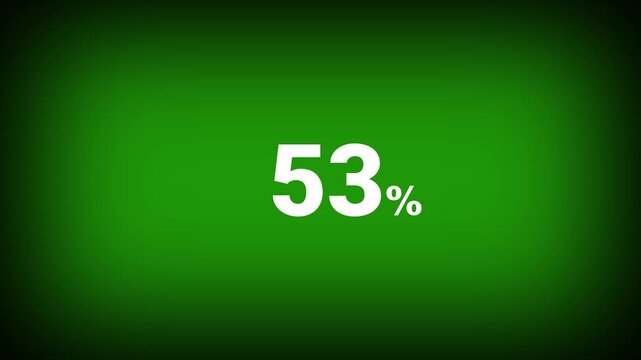 Abstract 53 percent number animation on a green background. Fifteen percent discount with looping around it. 4k