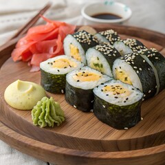 sushi rolls with wasabi
