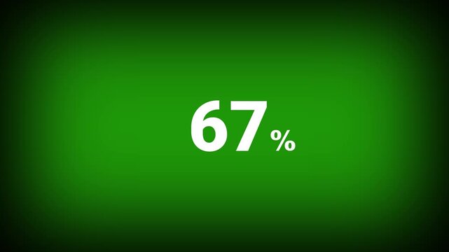 Abstract 67 percent number animation on a green background. Fifteen percent discount with looping around it. 4k