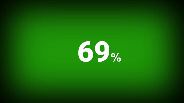 Abstract 69 percent number animation on a green background. Fifteen percent discount with looping around it. 4k