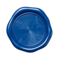 Blue wax seal isolated on white, blank Blue wax seal