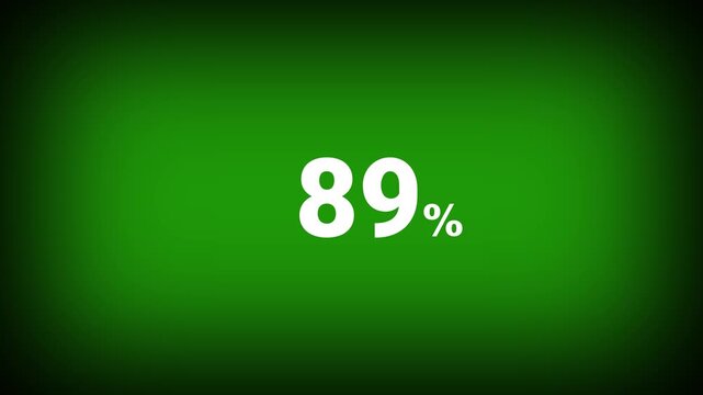 Abstract 89 percent number animation on a green background. Fifteen percent discount with looping around it. 4k
