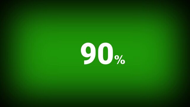 Abstract 90 percent number animation on a green background. Fifteen percent discount with looping around it. 4k