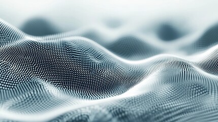 Mesmerizing abstract wave of digital particles in cool blue and white tones