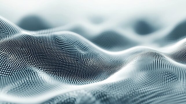 Mesmerizing abstract wave of digital particles in cool blue and white tones - Powered by Adobe