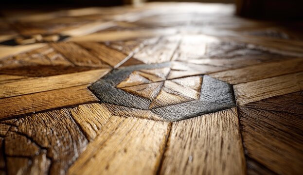 Intricate parquetry floor detail
