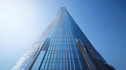 Fototapeta premium Low-angle view of a modern skyscraper