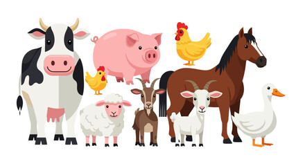 Obraz premium Farm Animals Collection - Cows, Pigs, Chickens, and More.
