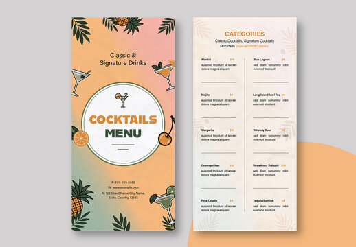 Cocktails Menu Template Layout