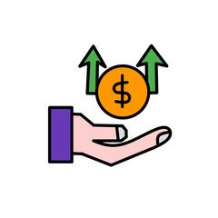 Open Hand with Floating Dollar Symbol Vector Icon