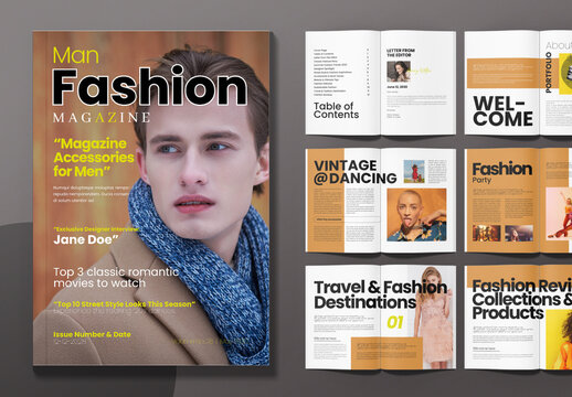 Elegant Man Fashion Magazine Layout Template