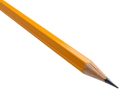 Close-up of a yellow pencil, angled to the lower right