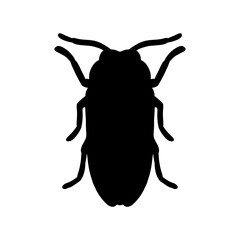 Black silhouette image of a vector beetle. Black beetle illustration insect black and white