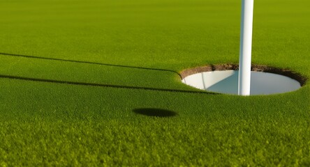 Golf Putting Green Hole Close Up View.