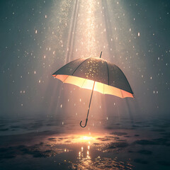 umbrella raining light instead of water surreal