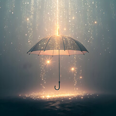 umbrella raining light instead of water surreal