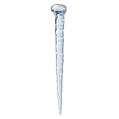 Single sharp clear winter icicle isolated