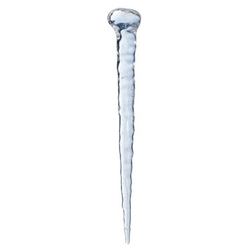 Single sharp clear winter icicle isolated