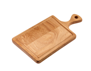 Rectangular wooden cutting board with a simple handle