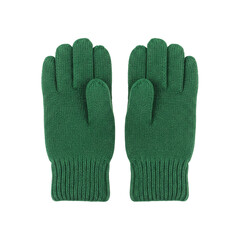 Pair of green knitted winter gloves
