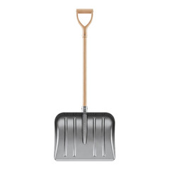 Metal snow shovel with wooden handle © PNG Lab