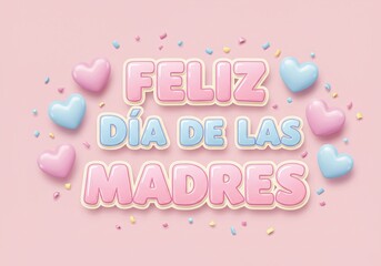 Fototapeta premium Celebrate Mother's Day with this cheerful and affectionate 'Feliz Día de las Madres' artwork.