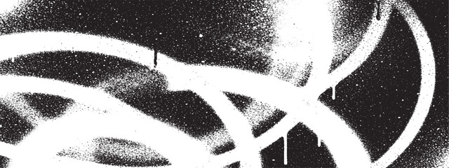 Bold graffiti spray paint strokes in white on black background creating abstract urban art composition © traphics