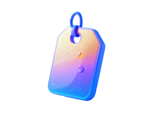 3D rendered, vibrant tag, gradient color