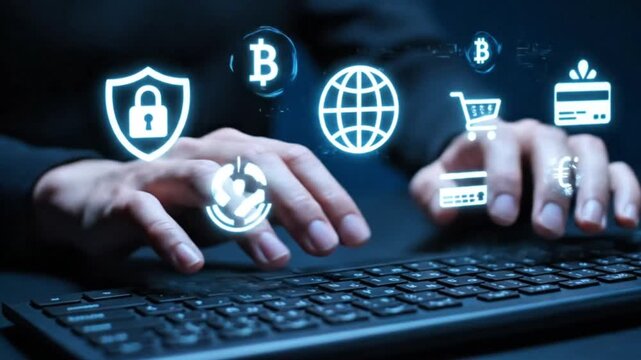 Cybersecurity and cryptocurrency technology concept 
 - Powered by Adobe