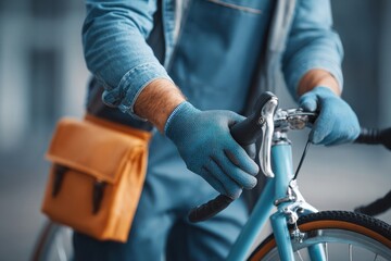 Bicycle maintenance workshop urban area instructional image indoor setting close-up perspective skill development
