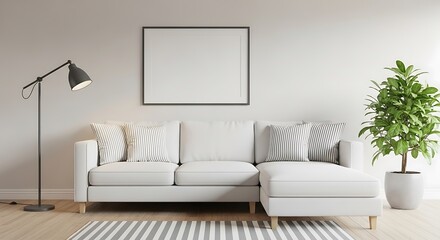 Modern White Sectional Sofa Living Room.