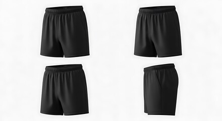 Black Athletic Shorts - Multiple Views.