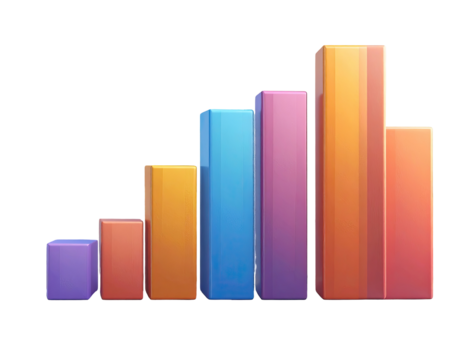 Colorful, 3D bar graph ascending