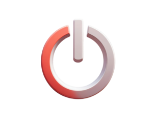 3D power button, red and gray, circular