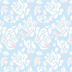 Big flower,Seamless watercolor floral pattern, flowers elements, green leaves branches on dark black background; for wrappers, wallpapers, postcards, greeting 