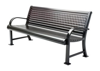 Black park bench 3D illustration sideline bench  Plastic park bench Sleek furniture render Athletic facility bench on white background ,PNG. AI Generated.