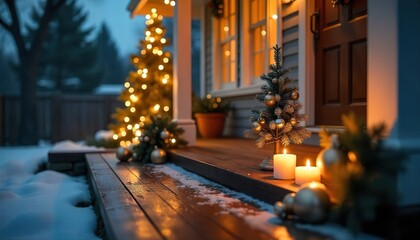 Cozy Winter Porch Decorated for the Holidays