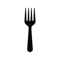 Simple black silhouette of a four tined fork