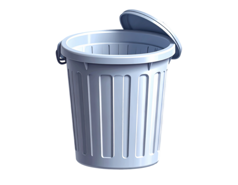 Light gray trash can with open lid