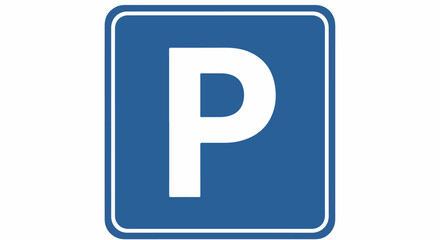 Blue Parking Sign Vector Illustration Isolated on White Background.