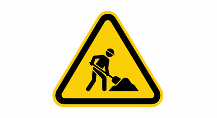 Construction Worker Digging Road Underway.